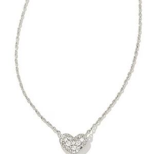 Kendra Scott ari pave crystal heart silver heart necklace